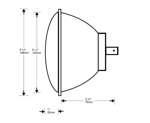 Classic Headlamp Halogen Conversion set 5 3/4 inch H1 Inner Main Beam Domed lens - Picture 9 of 9