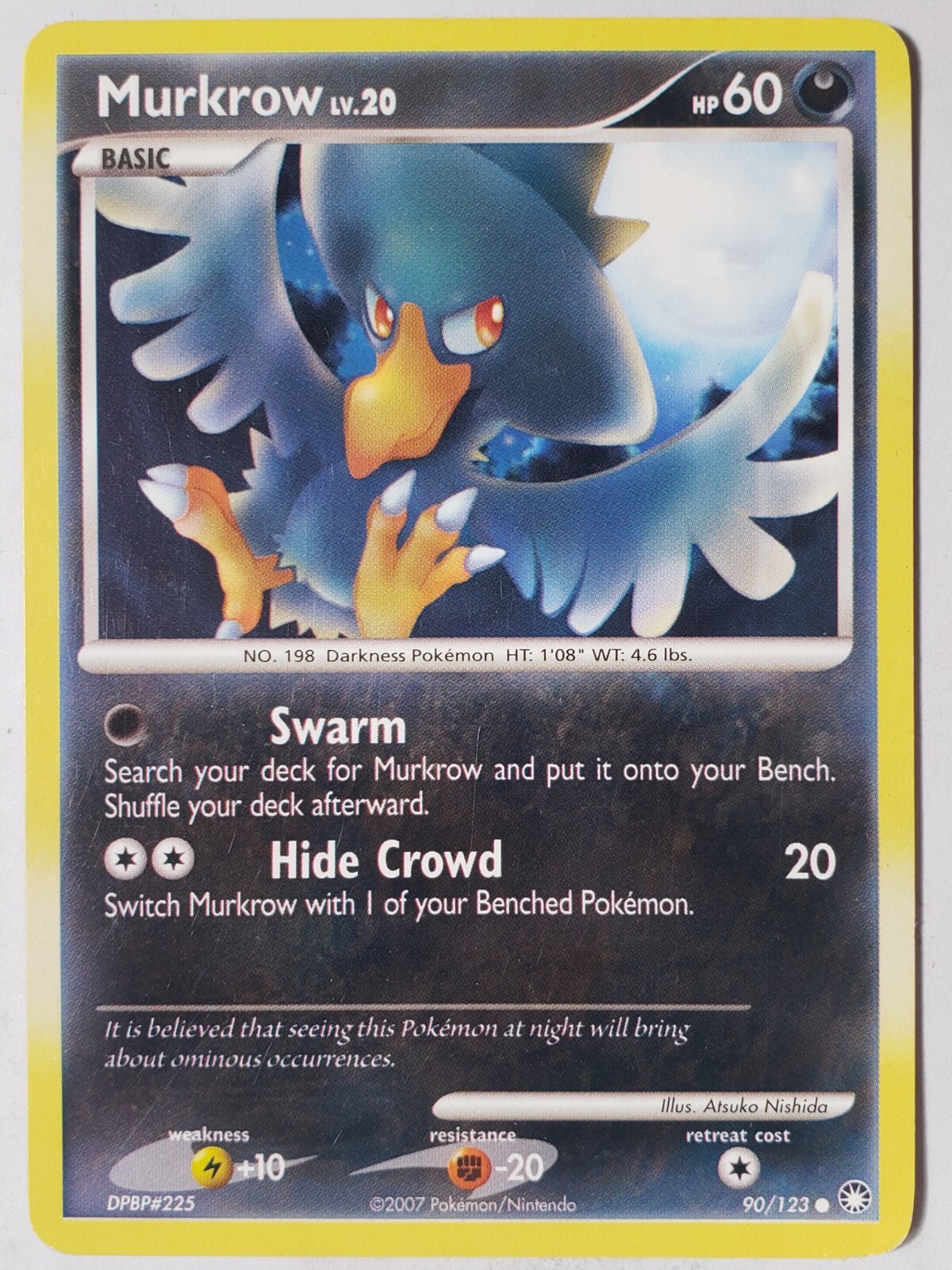 Murkrow 90/123 LP - Mysterious Treasures Pokemon Card - Atsuko Nishida Art