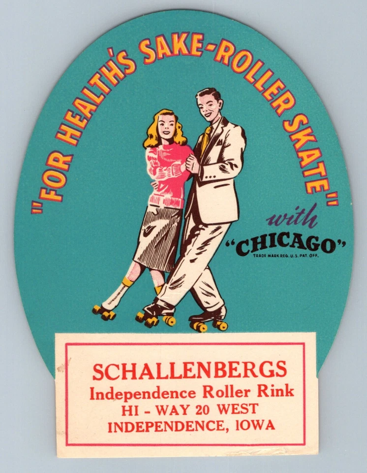 1950s Gene Schallenberger Roller Skating Rink Sticker Label Independence Iowa - Image 2 of 3