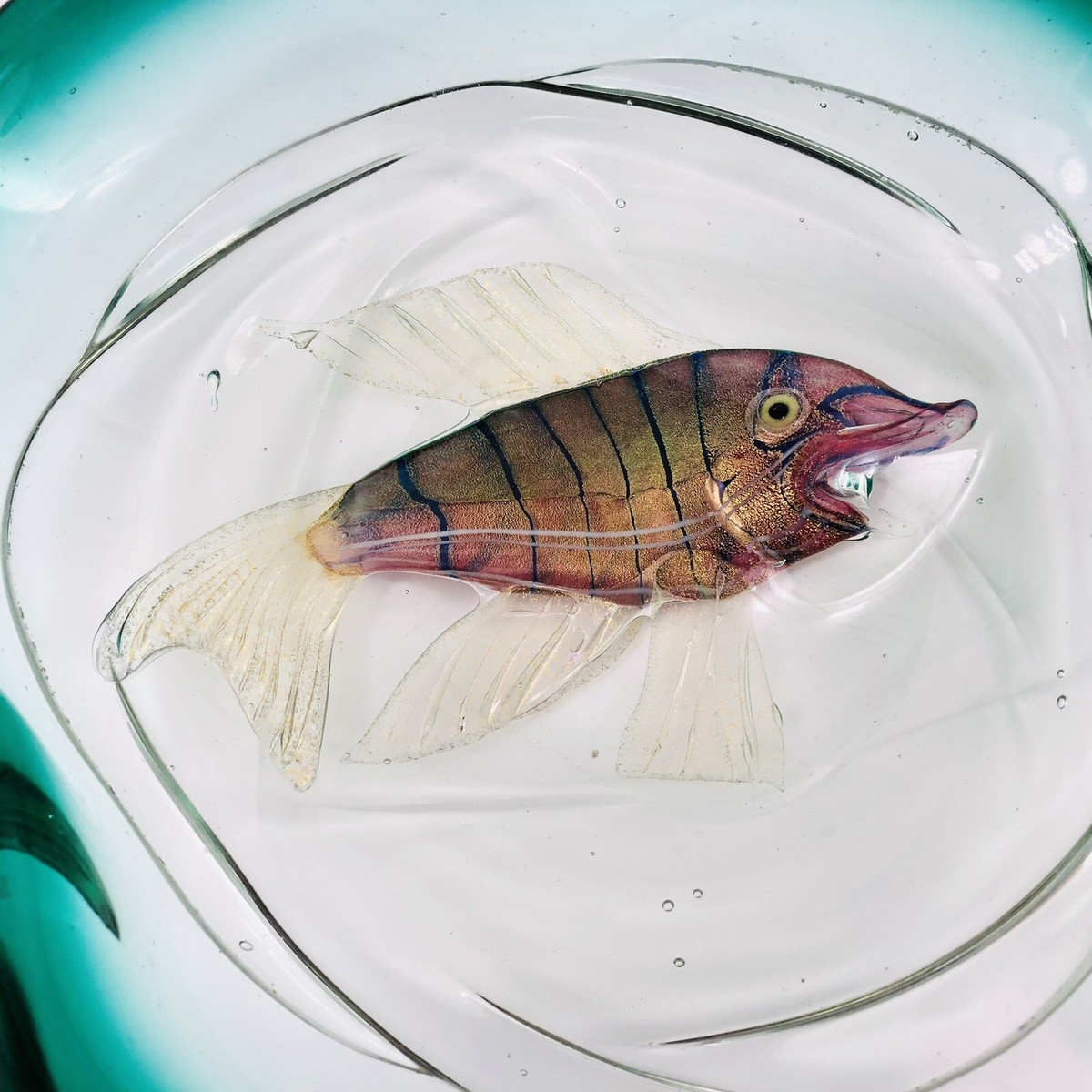 VTG Murano Art Glass Figural Fish Bowl Dish By Alfredo Barbini