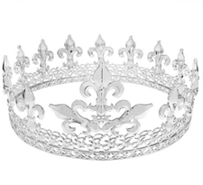 Hot Men Imperial Medieval Fleur De Lis Gold King Metal Crown 8Cm Tall 60Cm Circ