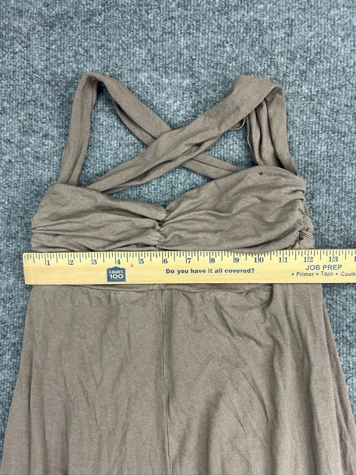 Love From Ya-Ya Dress Women's Medium Brown Sleeveless Ruched Maxi Straps Ruffle - Image 2 of 4