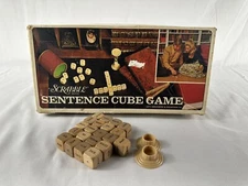 Scrabble Sentence Cube Replacement Set Of 21 Word Cubes 1971 & box w timer stand