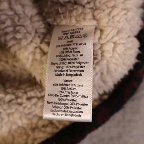 Jachs Men's Wool Blend Sherpa Lined Flannel Shirt Jacket Black Large L Aztec - Picture 6 of 8