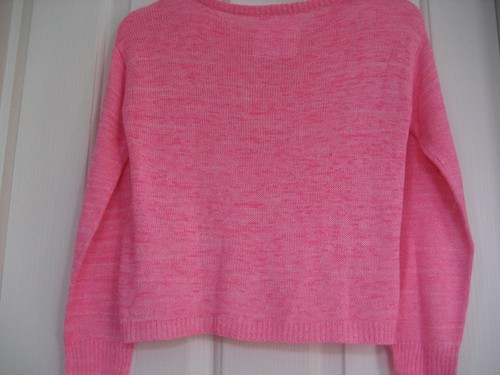 NEW Girl XL Neon Pink FLOWERS BY ZOE Heart Sequined Lightweight SWEATER Pullover - Picture 5 of 7