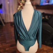 Emerald green low cut body suit xs