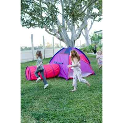 Play Tent and Tunnel Combo Pink Purple Indoor Outdoor Kids Imagine Fun Fort  Girl