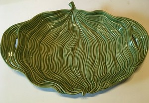 Large-Majolica-Pottery-Leaf-Vegetable-Serving-Platter-17-1-2-034-X-13-034-Portugal