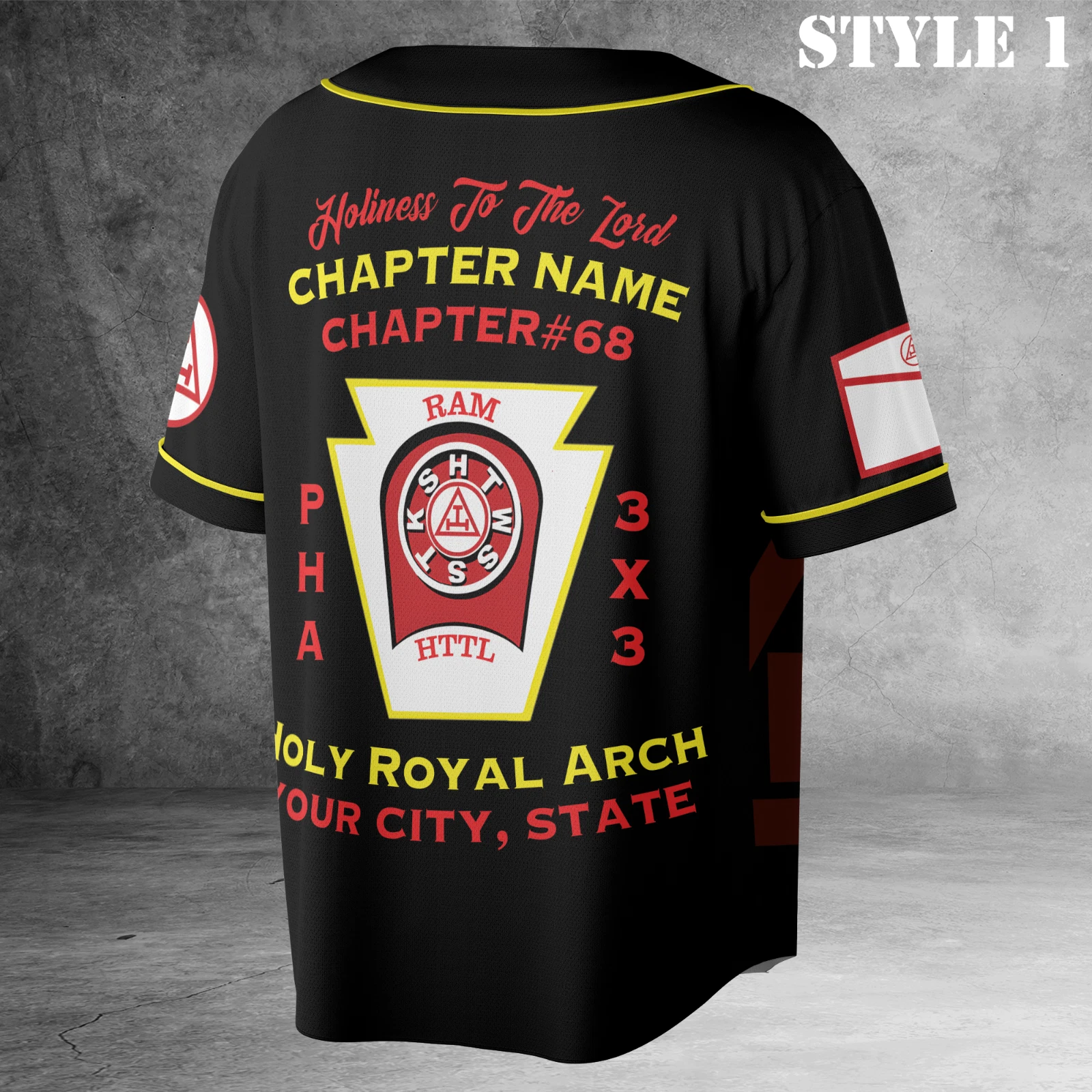 Custom Name Royal Arch Masonry York Rite Freemason 3D Baseball Jersey