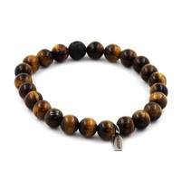 Mineralien Und Edelsteine. Armband Perlen Tigerauge + Lava 8 Mm. Fabr