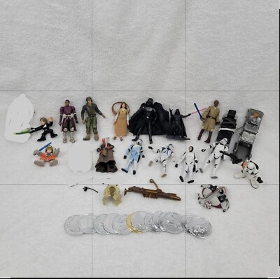 Star Wars Figures Coins Lot 30 Skywalker Vader Leia Windu Solo Shaak Troopers