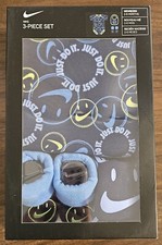 Baby Boy Size 0-6 Months Bodysuit Bib Booties 3-Piece Set Nike Midnight Navy New