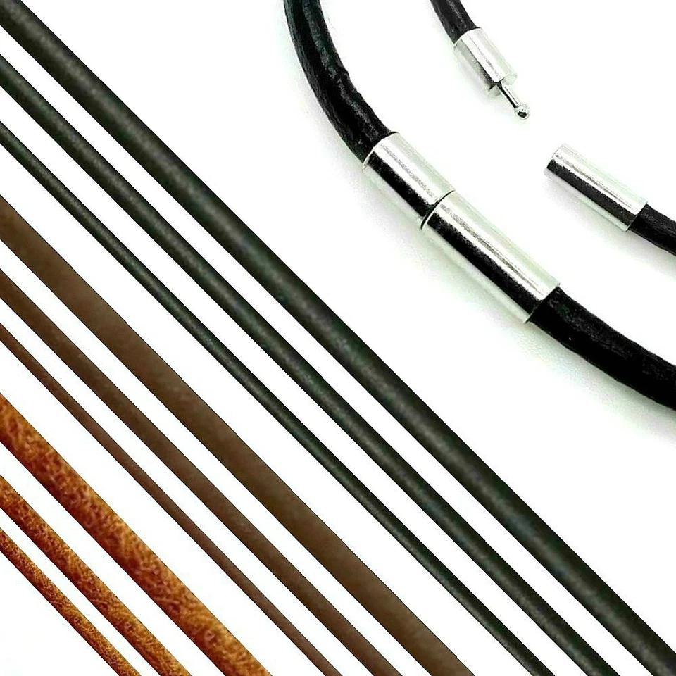 19CM - 80CM LEDER HALSKETTE KETTE SCHWARZ BRAUN LEDERKETTE LEDERBAND ARMBAND  - Bild 1 von 1