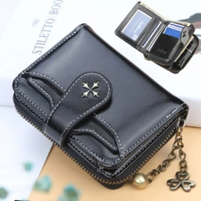 Metal Tassel Oil Wax Leather Lady Wallet High-capacity Bifold Purse Card Holders