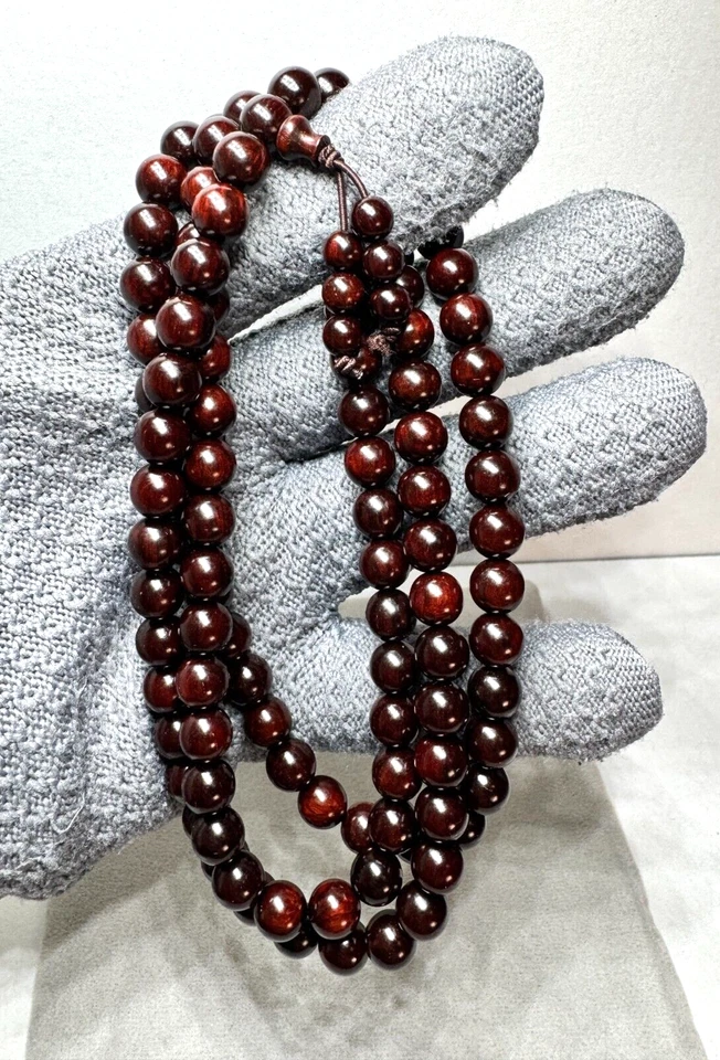 Cuentas redondas de sándalo rojo indio 8 mm * 108 rojas excelentes 小叶紫檀ZT104 Foto 3 de 4