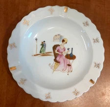 Germany White Porcelain Lady Sitting 6" Ashtray