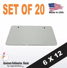 20 pcs,  ALUMINUM LICENSE PLATE SUBLIMATION BLANKS 6"x 12",  2 MOUNTING HOLES 