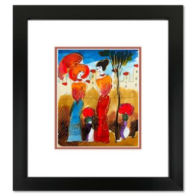 Moshe Leider, Framed Original Mixed Media Watercolor Painting, Hand Signed