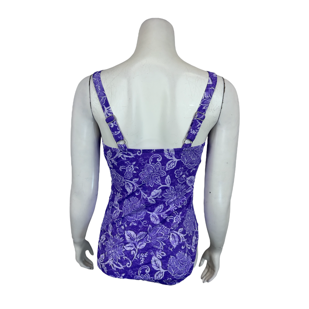 Denim & Co. Women's Beach Square Neck One-Piece Swimsuit Purple