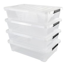40 Quart Lightweight Under Bed Storage Box Stackable Container w/ Lid, 3/4 Pack