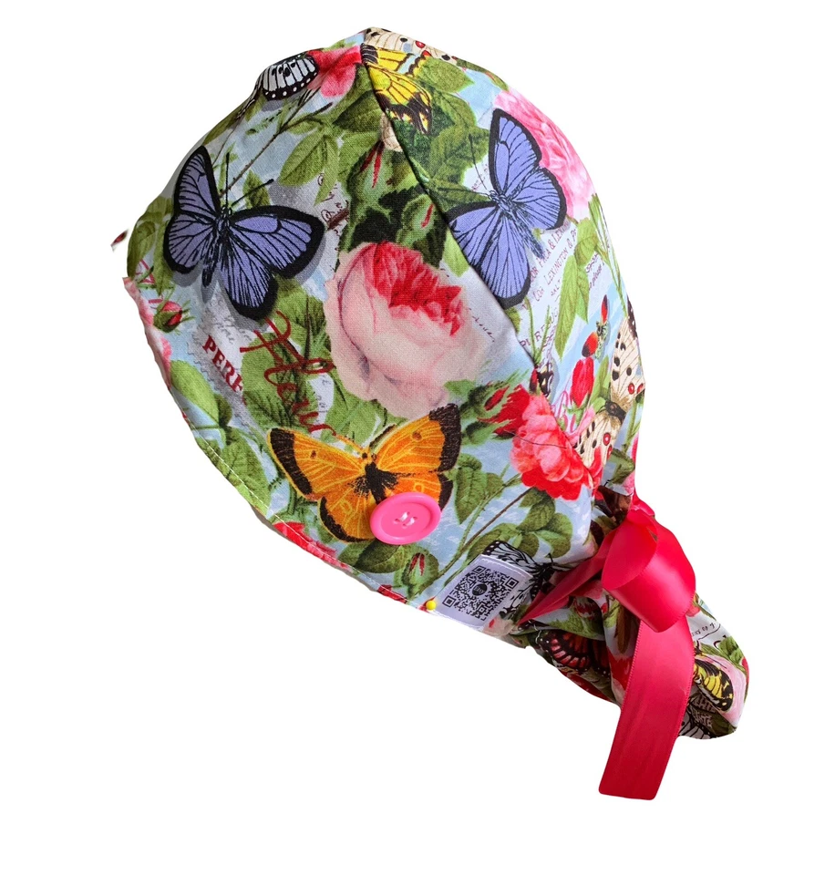 Бабочка атласная подкладка хвост скраб крышка медсестра медицинская шляпа защита волос - Изображение 2 из 4
