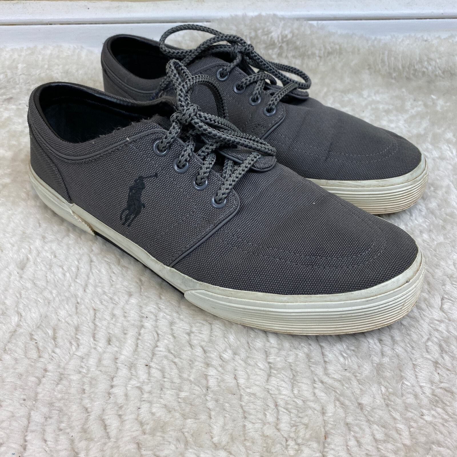Ralph Lauren Polo Men's Faxon Low Gray Sneakers Size 10 Preppy