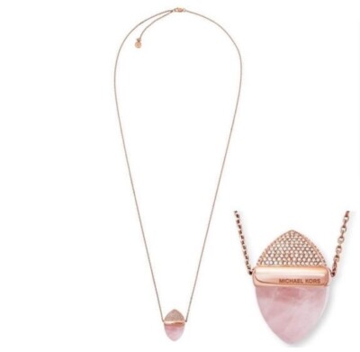 Women's Michael Kors MKJ5252791 Rose Gold Blush Rush Pyramid Stone Necklace