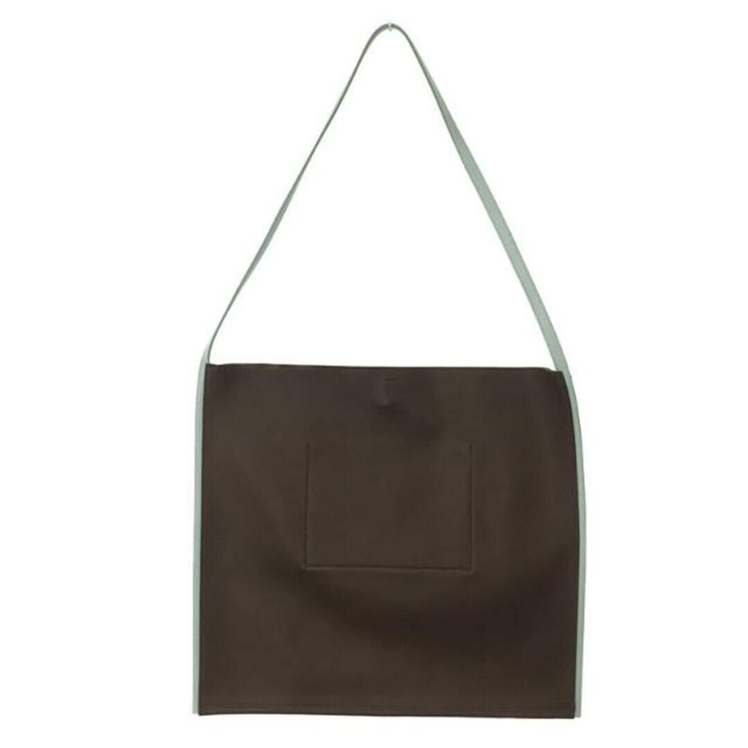 JIL SANDER border leather tote all square shoulder bag dark