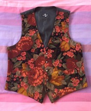 Jos  Piscador Vintage Mens Waistcoat Size M Floral Pattern Made In UK