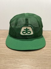 Vtg 80s Pioneer Seed Hat Trucker Patch K Products Snapback Green Farmer Hi Bred