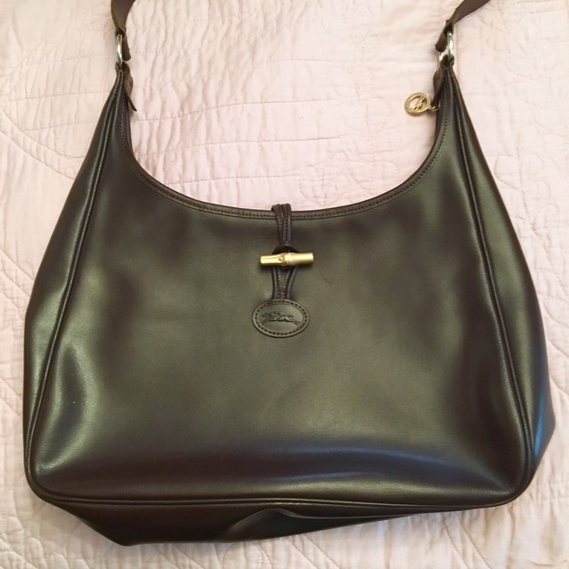 Longchamp Brown Leather Hobo Shoulder Bag Purse eBay