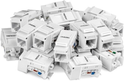 Cat6 Keystone Jack, 25-Pack Bundle, 90° Angle Termination, with Cat5, Cat5e, ...