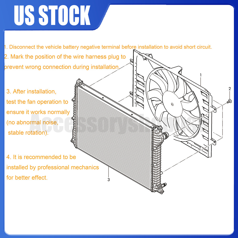 3W0121205E Radiator Cooling Fan Motor Assembly For Bentley Flying Spur 2014-2019