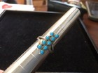 Sleeping Beauty Turquoise Ring 9 Stones .925 Sterling Silver Cluster Sz 8 Pretty — photo 1