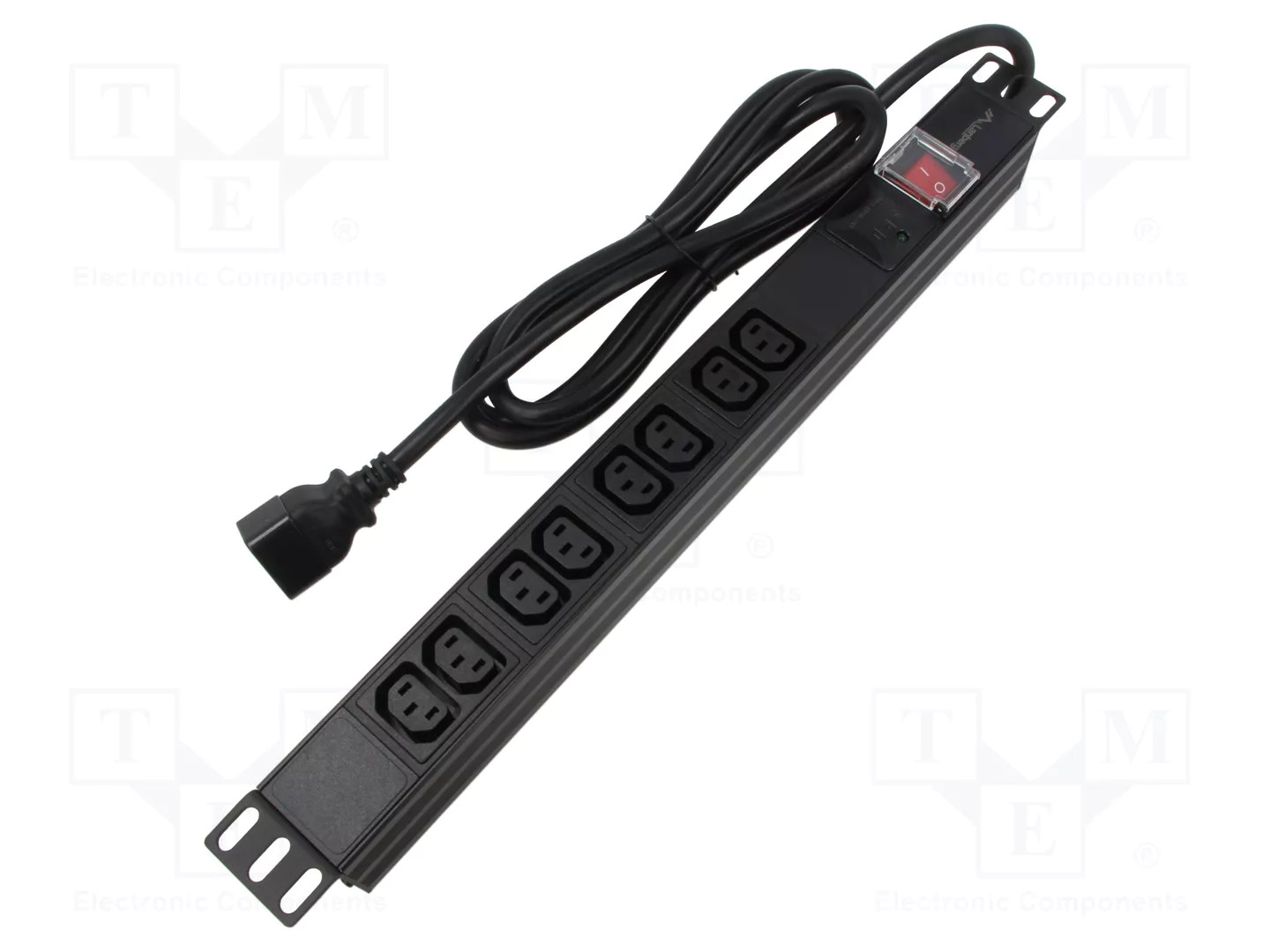 PDU Lanberg PDU-08I-0200-C20-BK 1U 8 Salidas C13 16A Protección Sobretensiones Aluminio Rack - Imagen 2