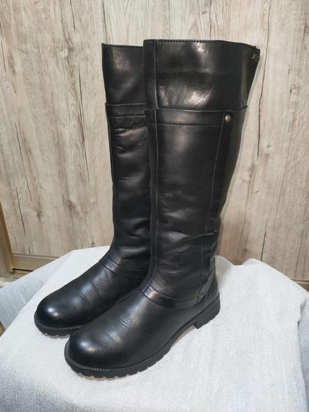 Women Clarks Boots Black Leather 37.5 #7AKX