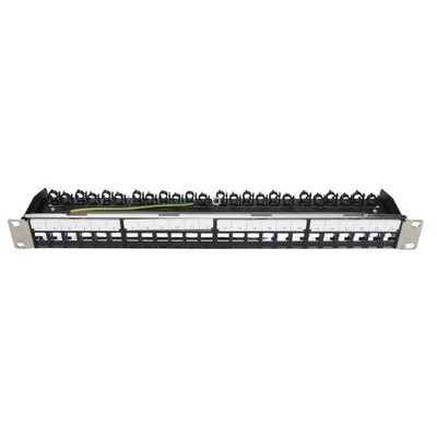 Keystone 24 Port Leerpanel 1HE 19'' Verteilerfeld Patchpanel schwarz