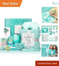 Luxury Spa Gift Basket for Women Ocean Scented Candle Flannel Blanket