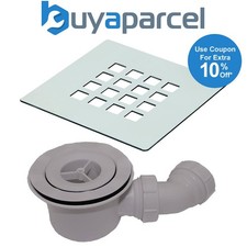 MX 90mm Square Grill Grid Shower Waste High Flow Chrome Trap for Shower Tray X2X