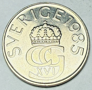 1985 Sweden 5 Kronor Coin