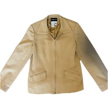 Sag Harbor 100 Wool Blazer Jacket Women  s Size 8 Beige Zip Front Classic