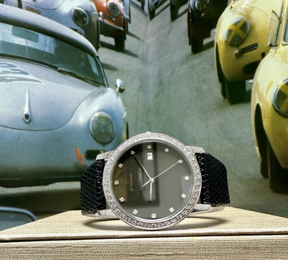Eterna 18k White Gold Diamond Dial Bezel Ref: 34mm Watch