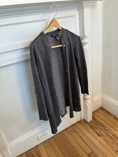 Adrienne Vittadini Vintage Cardigan Linen Rayon Blend In Silver Grey