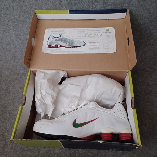 Nike Shox R4 Men 10 White Pine Green Sport Red Athletic 302534 131 Arch Supports - 第 16/18 張圖片