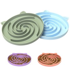 Bifeaw Slow Feeder Cat Bowl, Easy to Clean Silicone Green and Blue