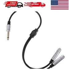 6.35mm TS Guitar Signal Audio Y Splitter Cable, 1/4" Male to Dual Mono 1/4" F...