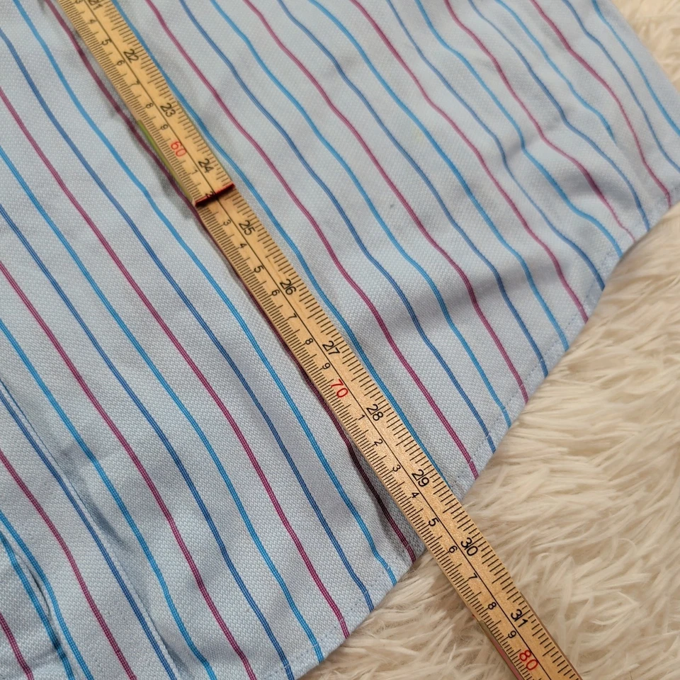 Camisa Charles Tyrwhitt Etiqueta Negra Para Hombres 17-35 Azul Rosa Puño Francés Ajuste A Medida Foto 4 de 4