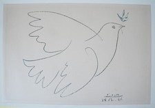 Pablo Picasso Friedenstaube ORIGINAL LITHOGRAPHIE Prägestempel + Wasserzeichen