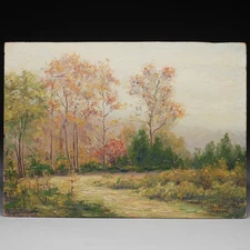 Almond Hart Wentworth New Hampshire Artist Autumn Landscape O/B Painting