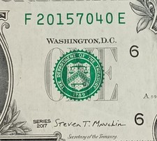 July 4 or April 7 2015 Birthday Note Fancy Serial Number $1 F20157040E 2017